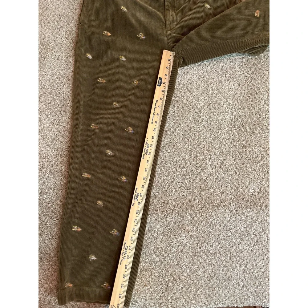 VTG Polo Ralph Lauren Mens Pants 38R Brown Corduroy Fishing Fly Lure Embroidered